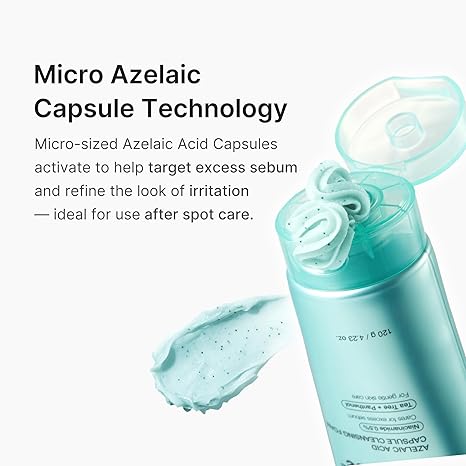 Medicube Facial Cleanser Azelaic Acid Capsule Foam Cleanser | Soothing Daily Cleansing Foam For Troubled Skin & Excess Sebum Control | Uneven Skin with Niacinamide, Glycerin | Korean Skincare, 4.23 oz