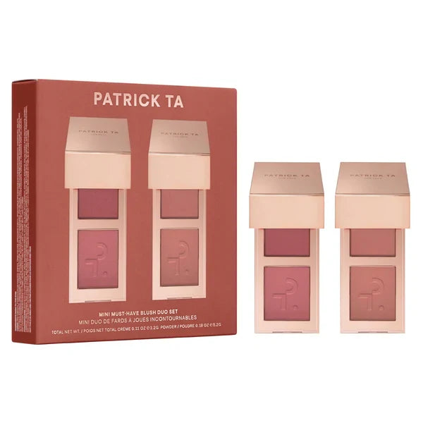 Patrick Ta Mini Must-Have Blush Duo Set – Limited Edition Travel Size Cream & Powder Blush Kit