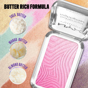 BUTTERMELT HIGHLIGHTER Butter smooth glowy highlighter in eight shades.