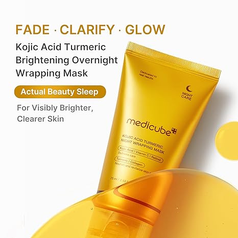 medicube Wrapping Mask Kojic Acid, Turmeric, Vitamin C Overnight Peel Off Facial Mask | Brighten & Defends Against Skin Stress for a Clear, Glowing Complexion | Korean Skin Care, 2.53 fl.oz