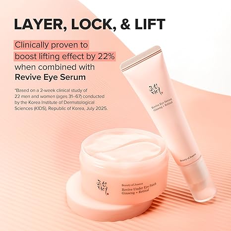 Beauty of Joseon Revive Under Eye Patch with Retinal and Ginseng, for Puffy Eyes, Fine Lines and Wrinkles, Collagen, Peptide, Adenosine and Bakuchiol, for All Skin Types, 60 Sheets, 30 Pairs