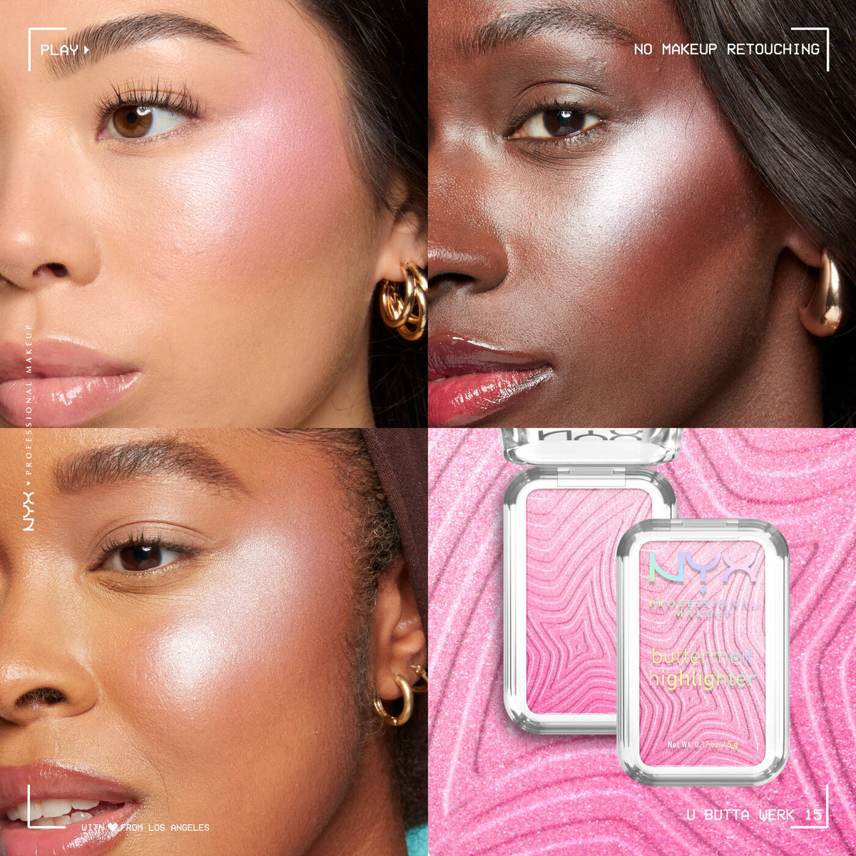 BUTTERMELT HIGHLIGHTER Butter smooth glowy highlighter in eight shades.