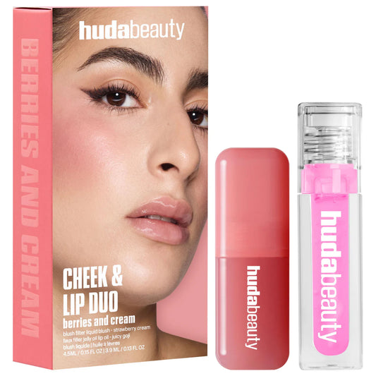 HUDA BEAUTY  Berries and Cream Liquid Blush and Lip Gloss Set